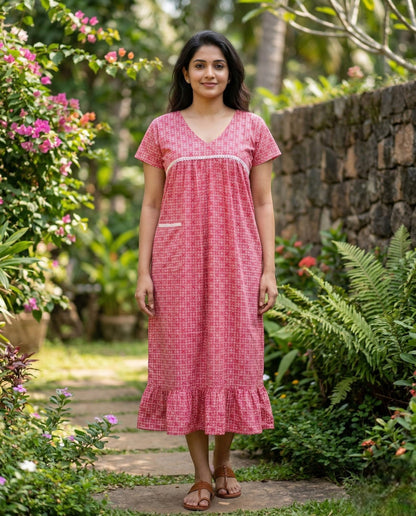 Stunning Cotton frock with lace on yoke