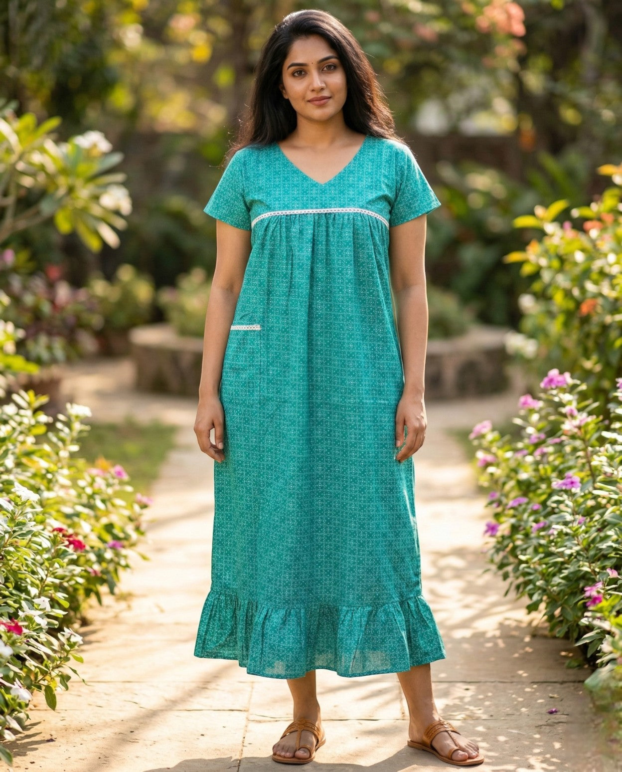 Stunning Cotton frock with lace on yoke