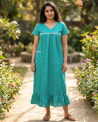 Stunning Cotton frock with lace on yoke