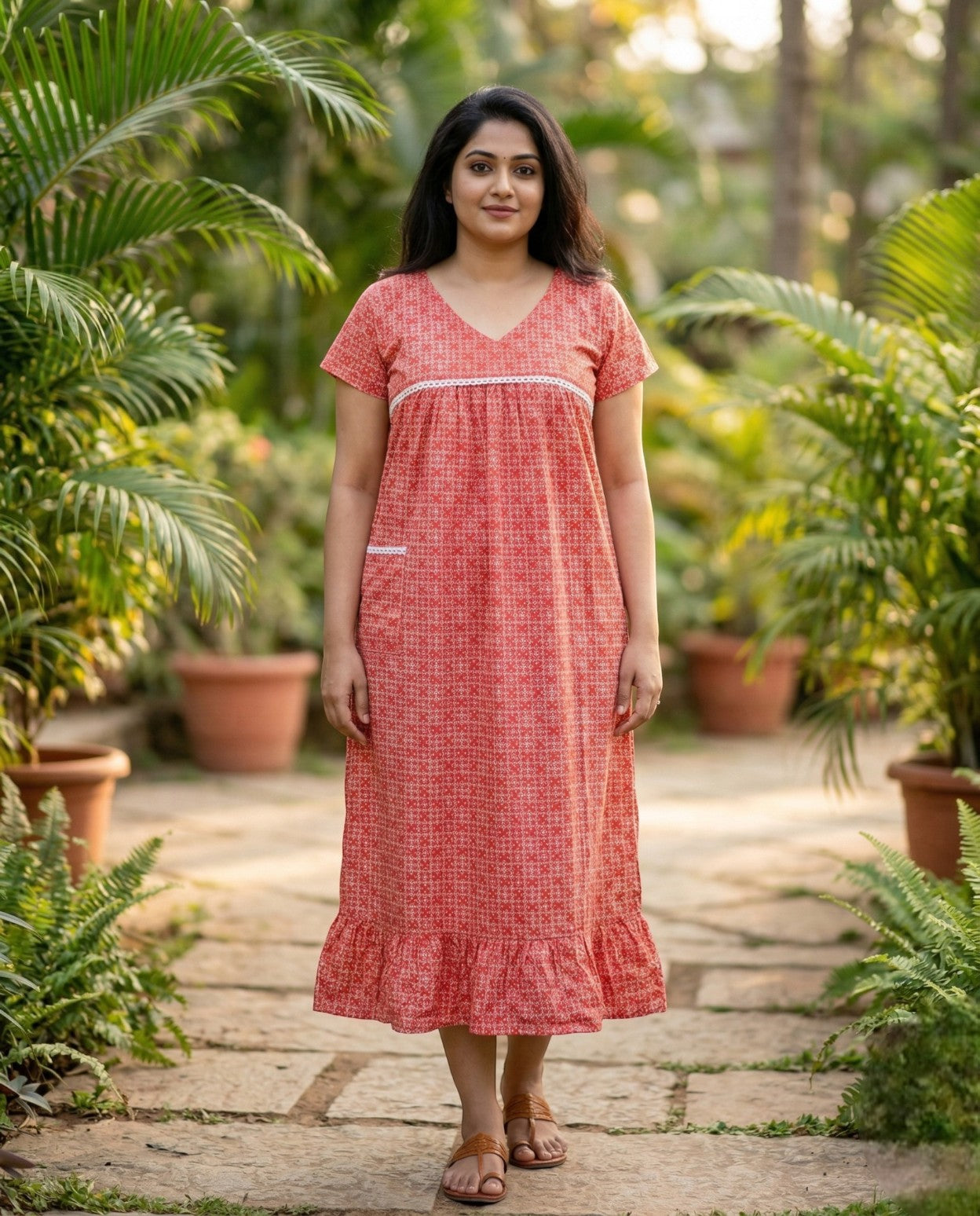 Stunning Cotton frock with lace on yoke