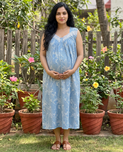 Butterfly Sleeved Frocks with Tie- Maternity cum Feeding