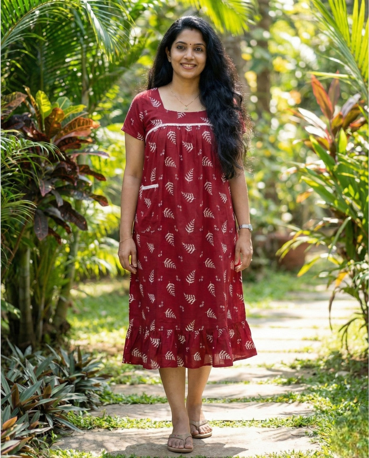 Stunning Cotton frock with lace on yoke