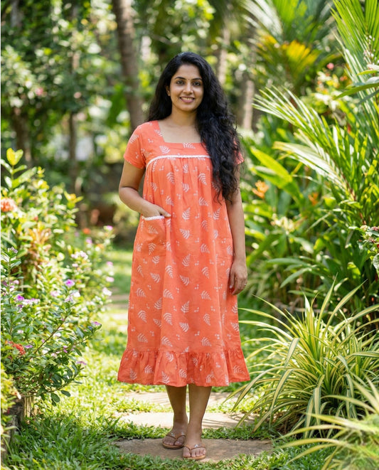 Stunning Cotton frock with lace on yoke