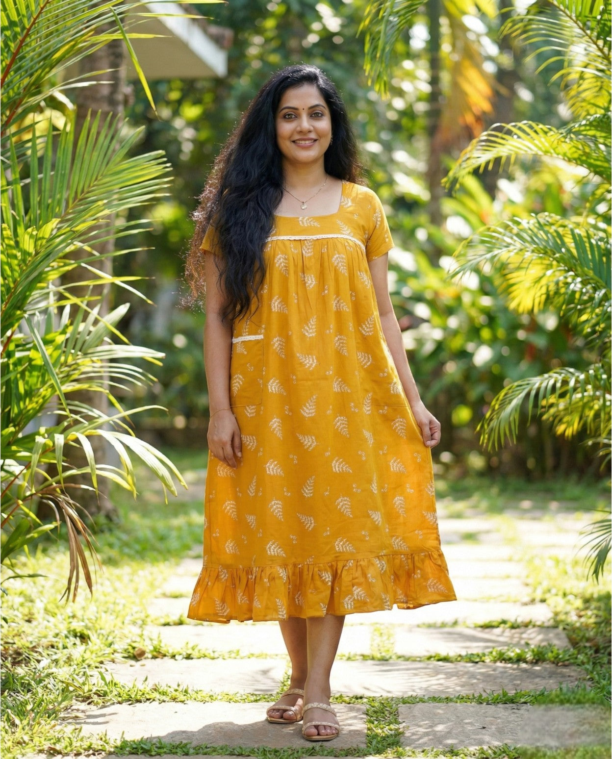 Stunning Cotton frock with lace on yoke