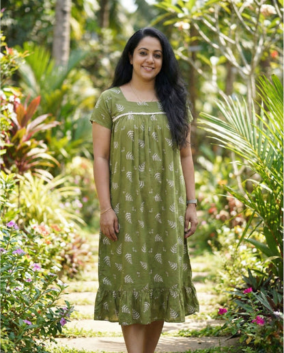 Stunning Cotton frock with lace on yoke