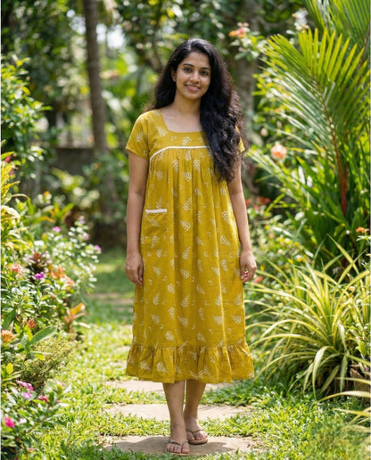 Stunning Cotton frock with lace on yoke