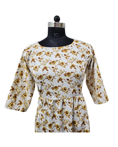 Long sleeved Flared Maternity cum Feeding Frock