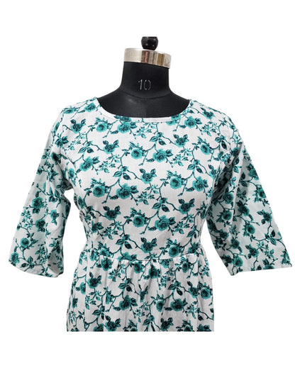 Long sleeved Flared Maternity cum Feeding Frock