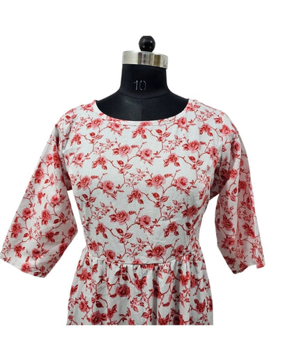 Long sleeved Flared Maternity cum Feeding Frock