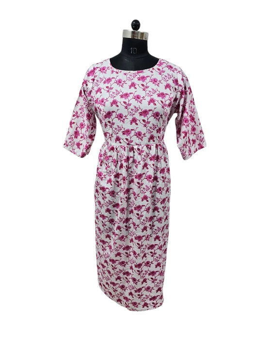 Long sleeved Flared Maternity cum Feeding Frock
