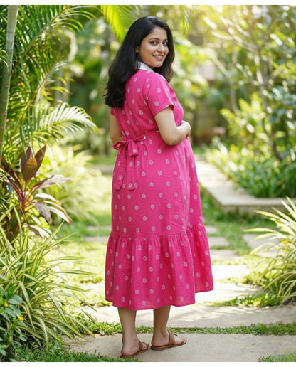 Vibrant Shawl Neck Frocks-Maternity Cum Feeding