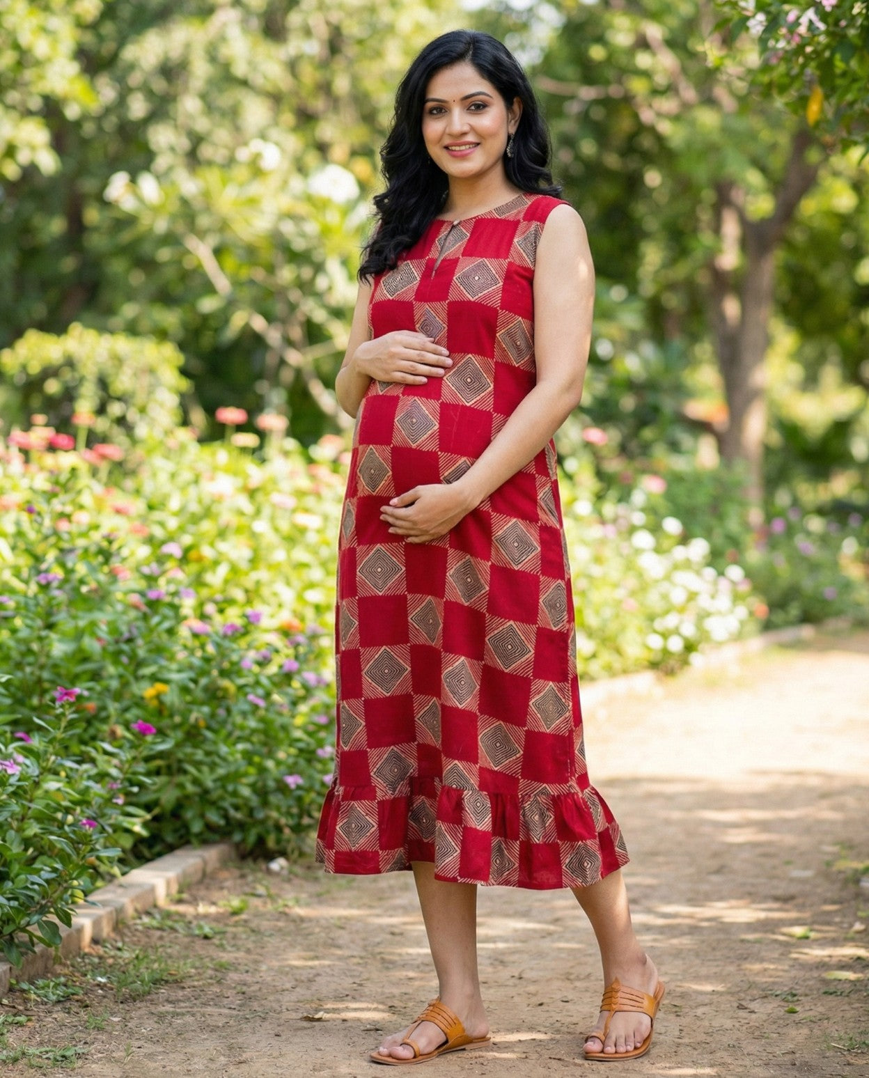 New Sleeveless cotton Frocks with Tie- Maternity cum Feeding