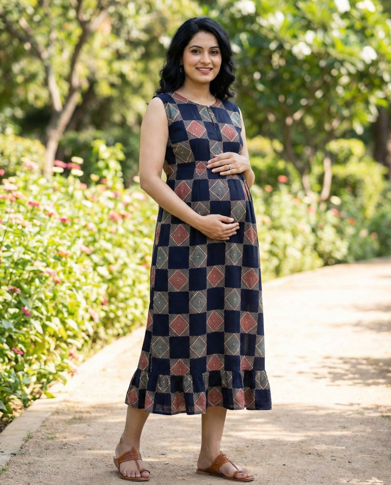 New Sleeveless cotton Frocks with Tie- Maternity cum Feeding