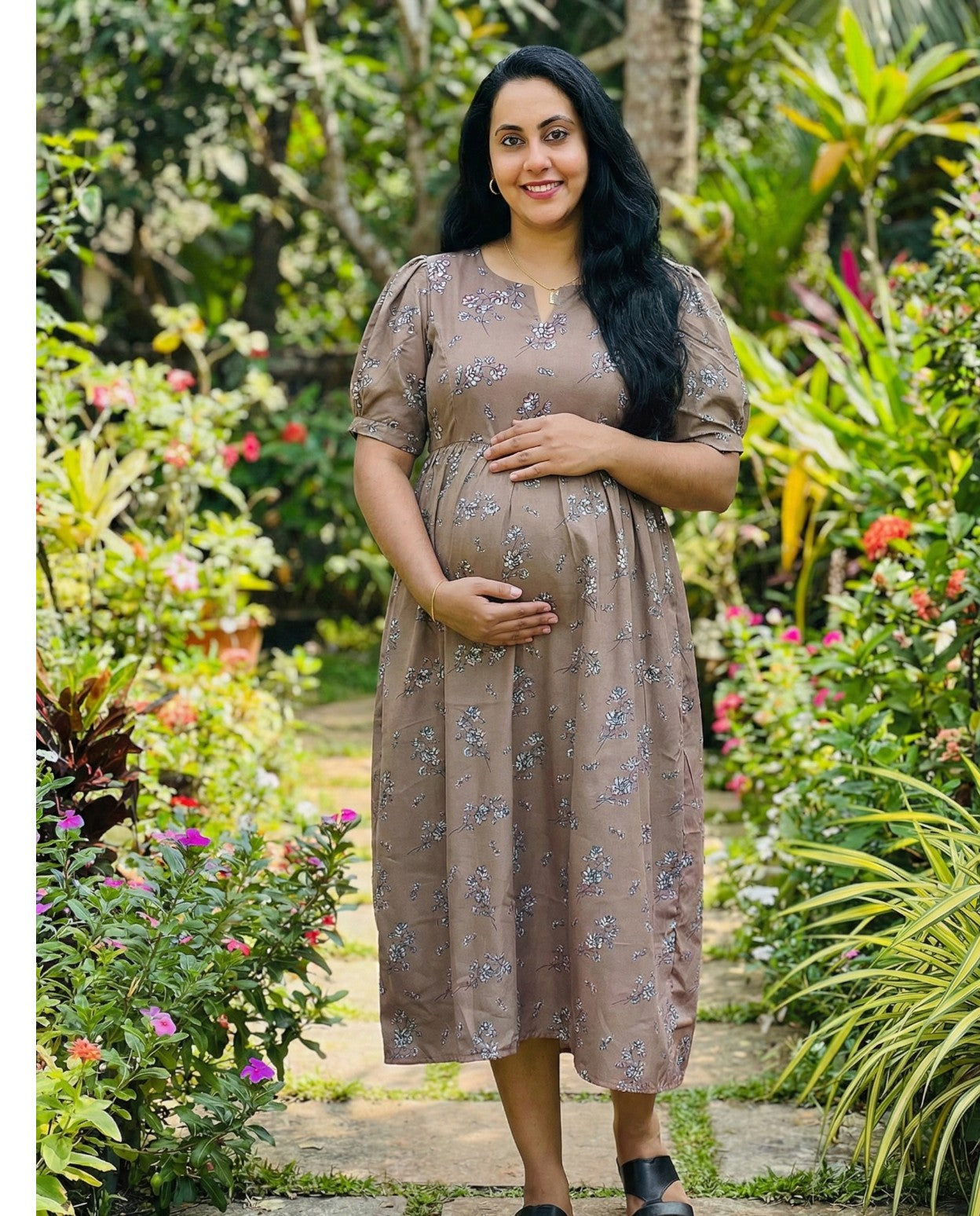 Puff Sleeved Flared Frocks- Maternity Cum Feeding