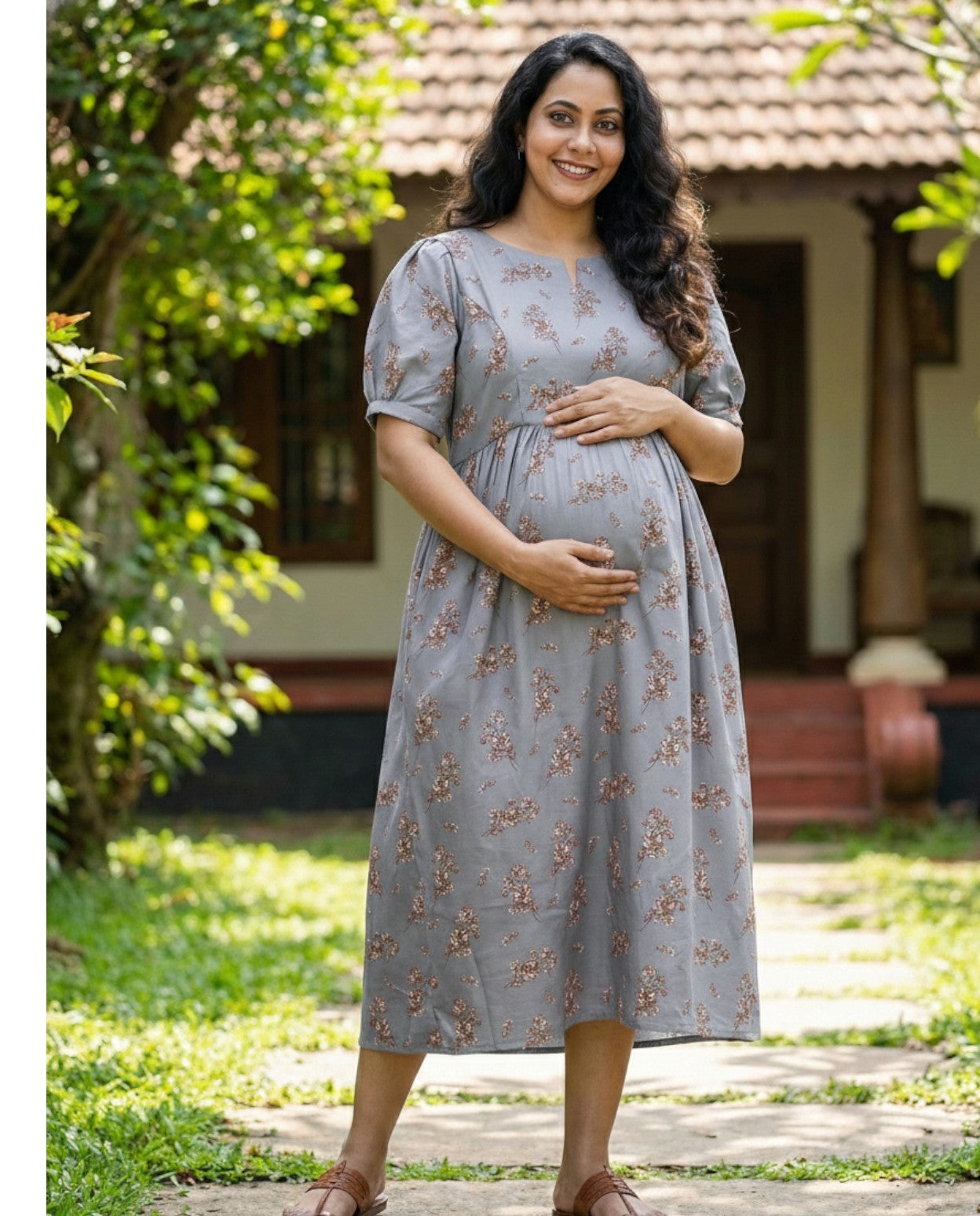 Puff Sleeved Flared Frocks- Maternity Cum Feeding