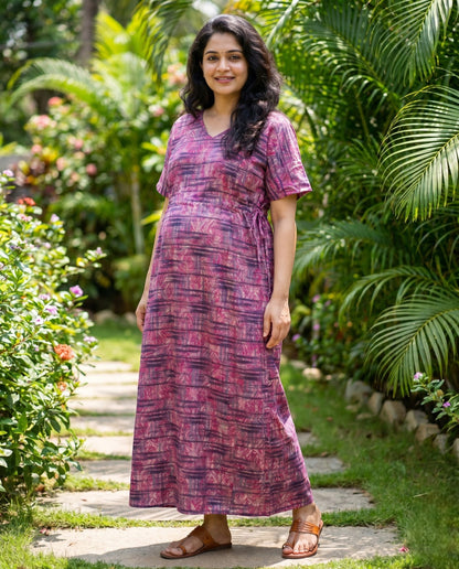 Paraiso Comfortwears premium cotton Maxi dress-Maternity Cum Feeding