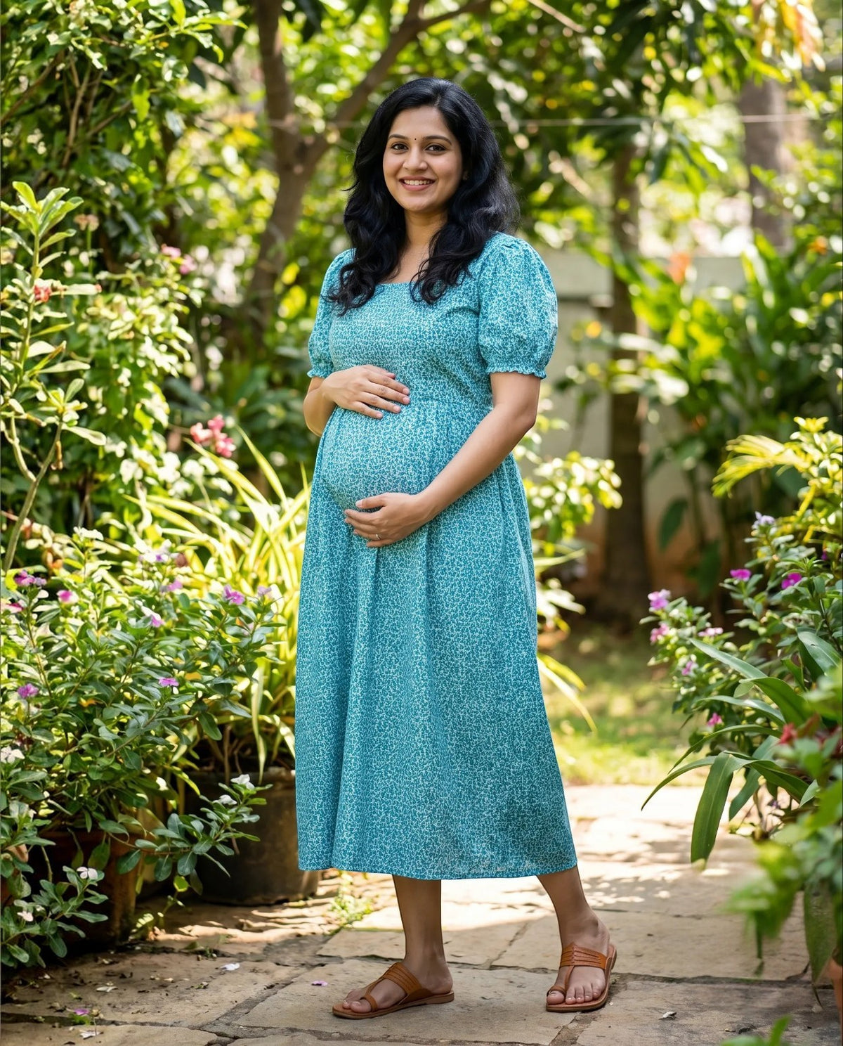 Puff Sleeved Flared Frocks- Maternity Cum Feeding