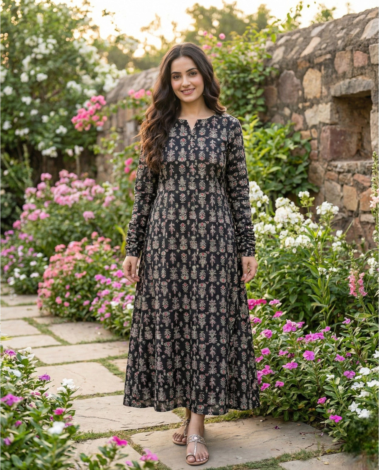 Printed Cotton Kurthi With  Churi Sleeves