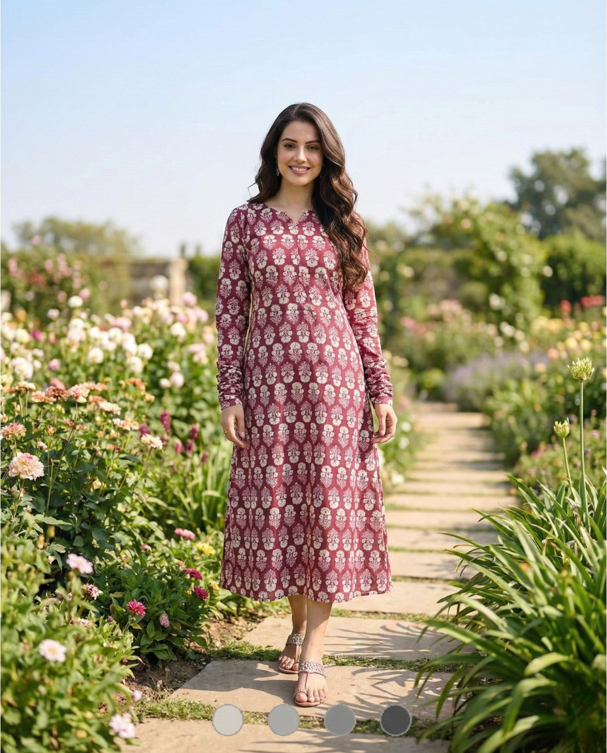 Printed Cotton Kurthi With  Churi Sleeves
