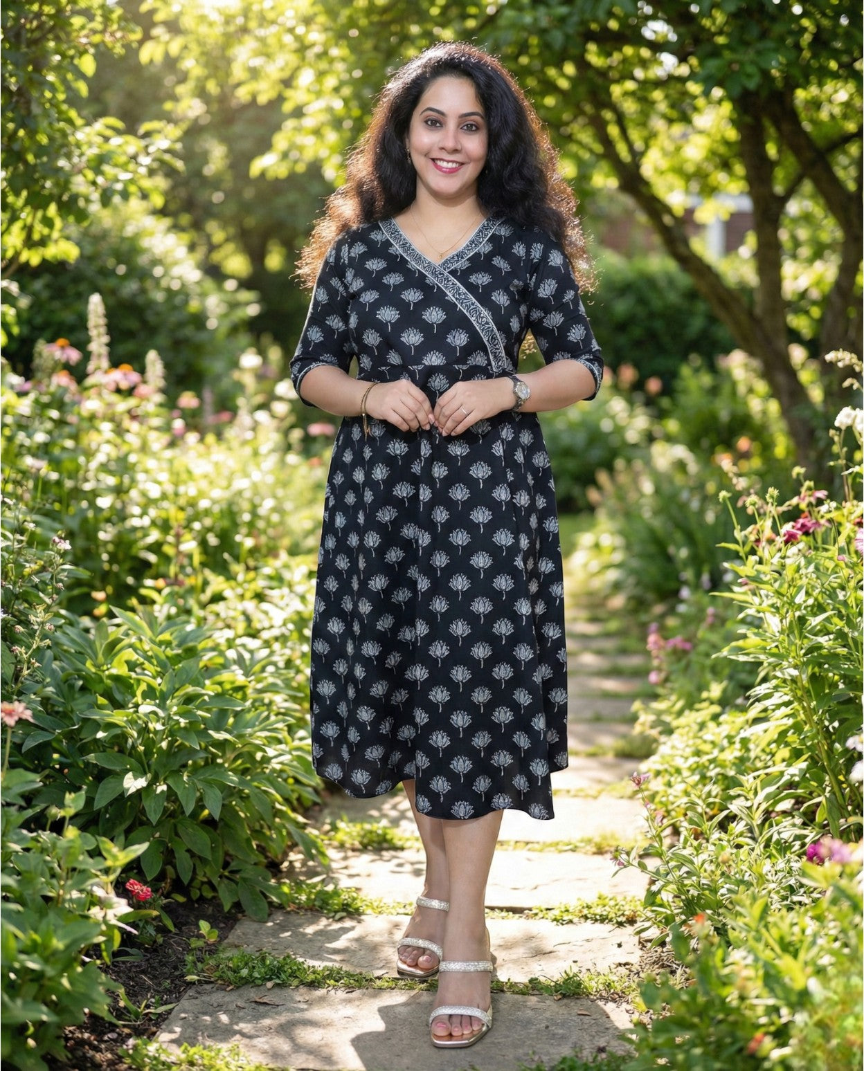 Cotton Casual Kurthi with surplice neck