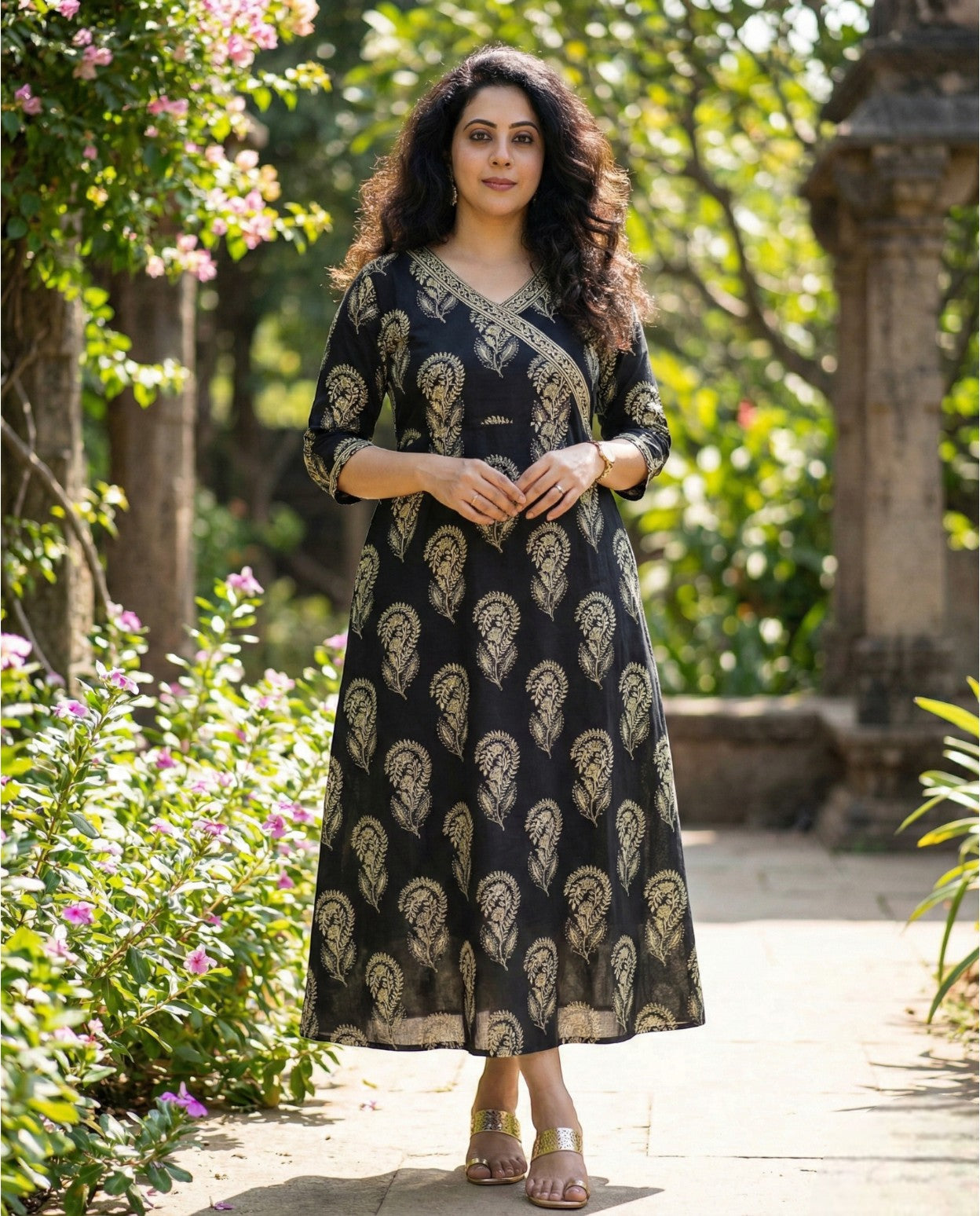 Cotton Casual Kurthi with surplice neck