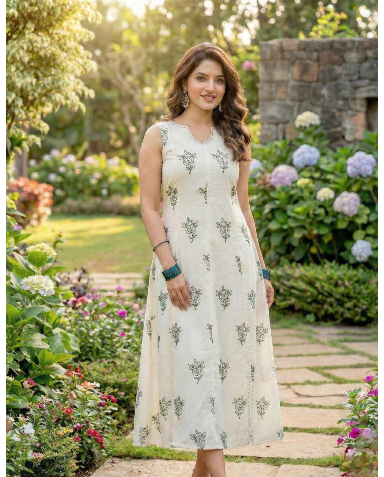 Beautiful Mul Cotton Sleeveless Frock