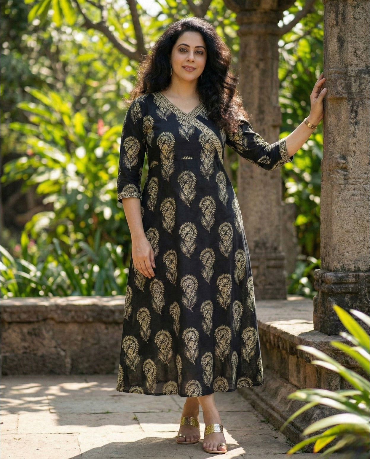 Cotton Casual Kurthi with surplice neck