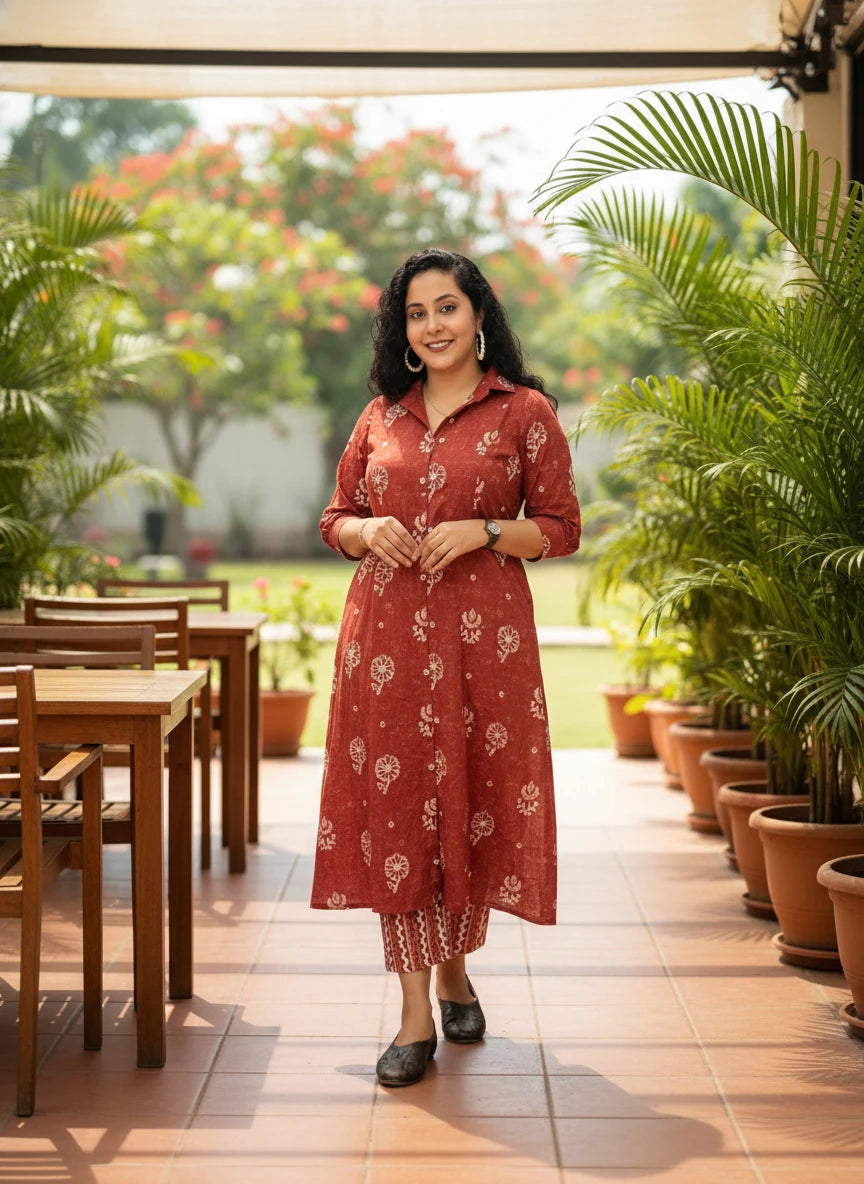 Symmetric 3 piece cut Cotton Co-ord sets