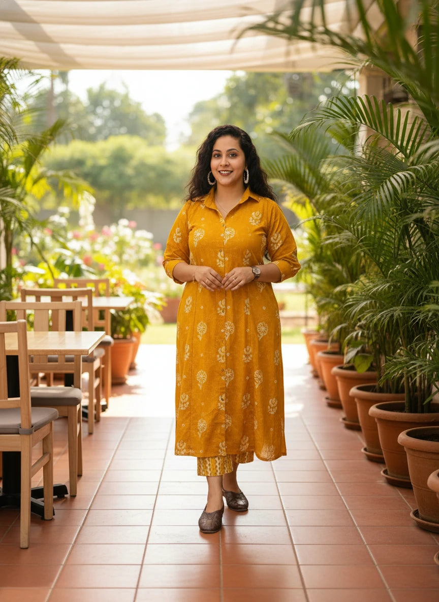 Symmetric 3 piece cut Cotton Co-ord sets