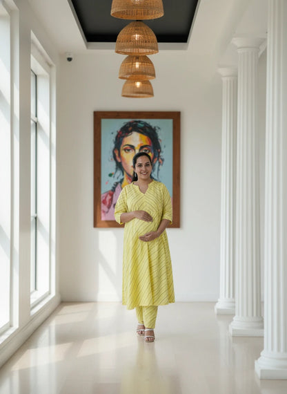 Stunning Symmetric A Line Cotton Co-ord sets-Maternity Cum Feeding