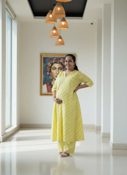 Stunning Symmetric A Line Cotton Co-ord sets-Maternity Cum Feeding