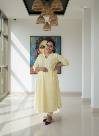 Stunning Symmetric A Line Cotton Co-ord sets-Maternity Cum Feeding