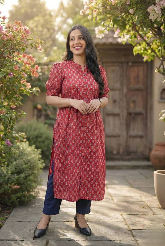 Miss Myrtle Symmetric Slitted Cotton Kurthis