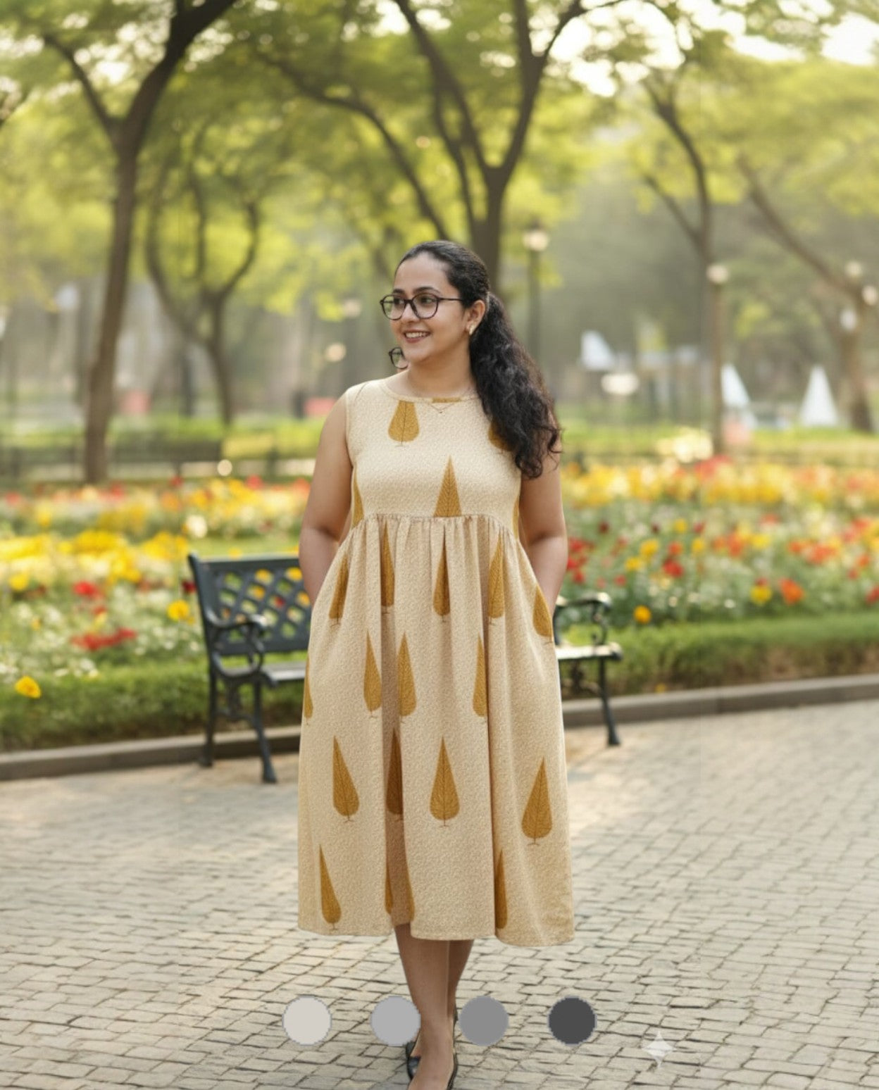 Printed Sleeveless Flared Frock