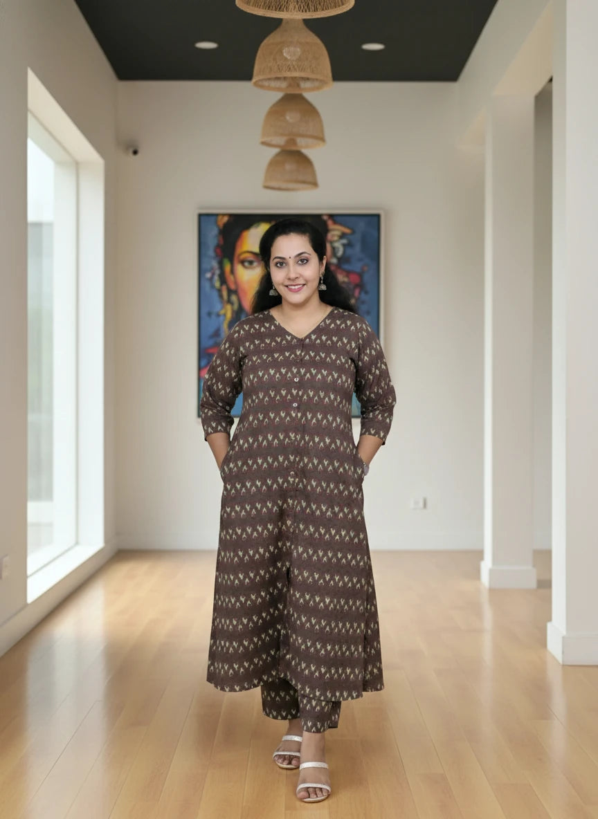 New Symmetric  Cotton Co-ord sets With Middle Buttons