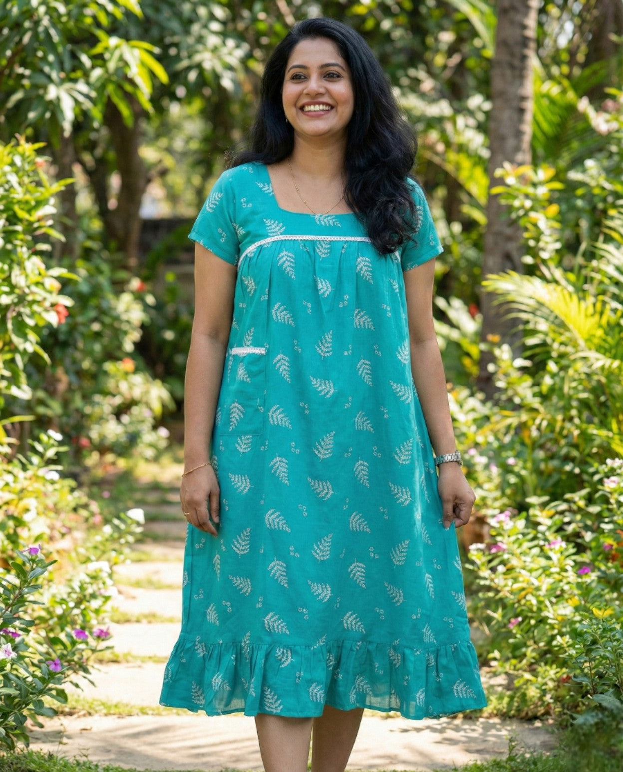 Stunning Cotton frock with lace on yoke