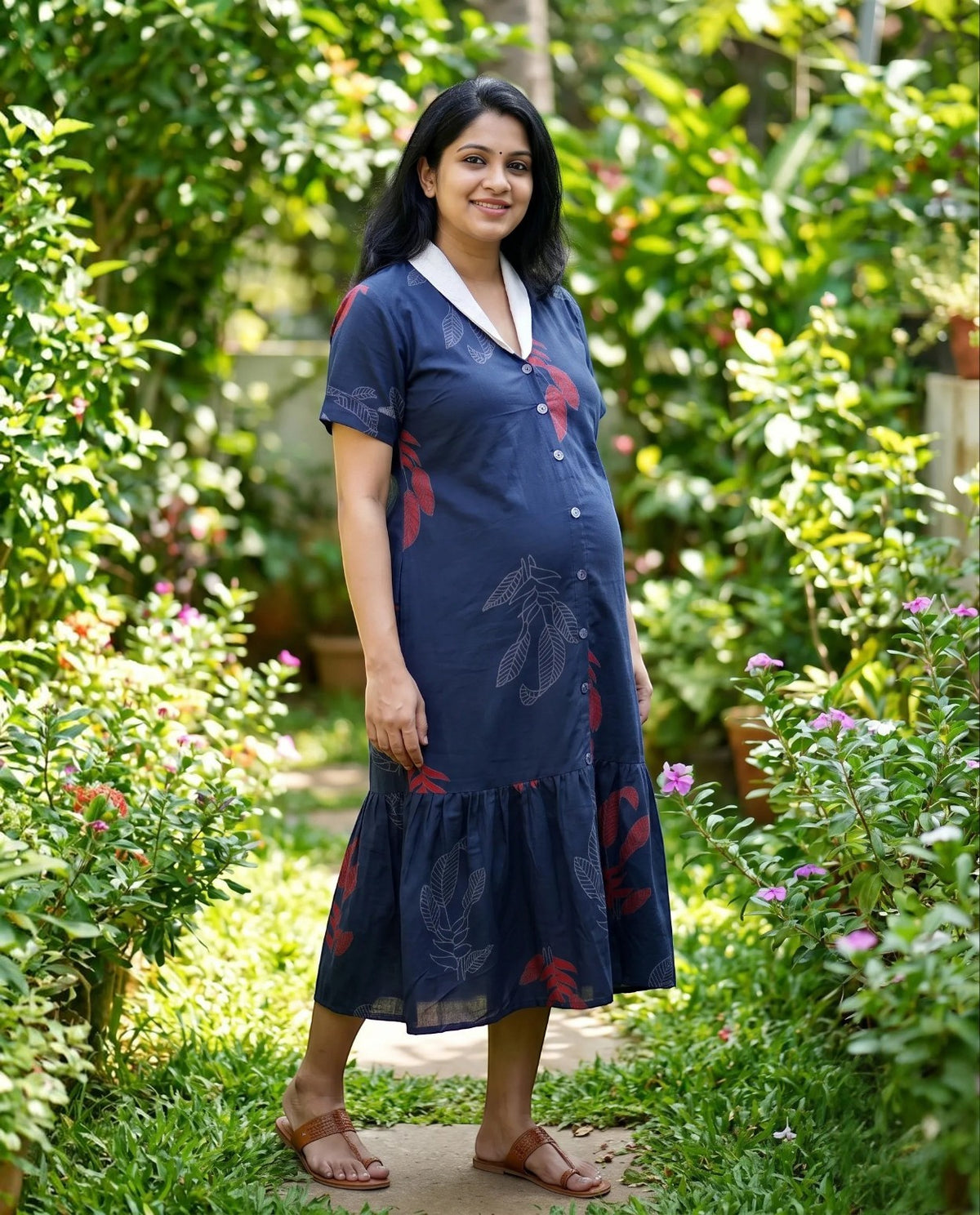 Vibrant Shawl Neck Frocks-Maternity Cum Feeding