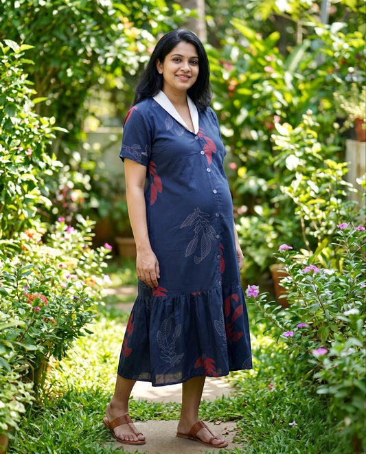 Vibrant Shawl Neck Frocks-Maternity Cum Feeding